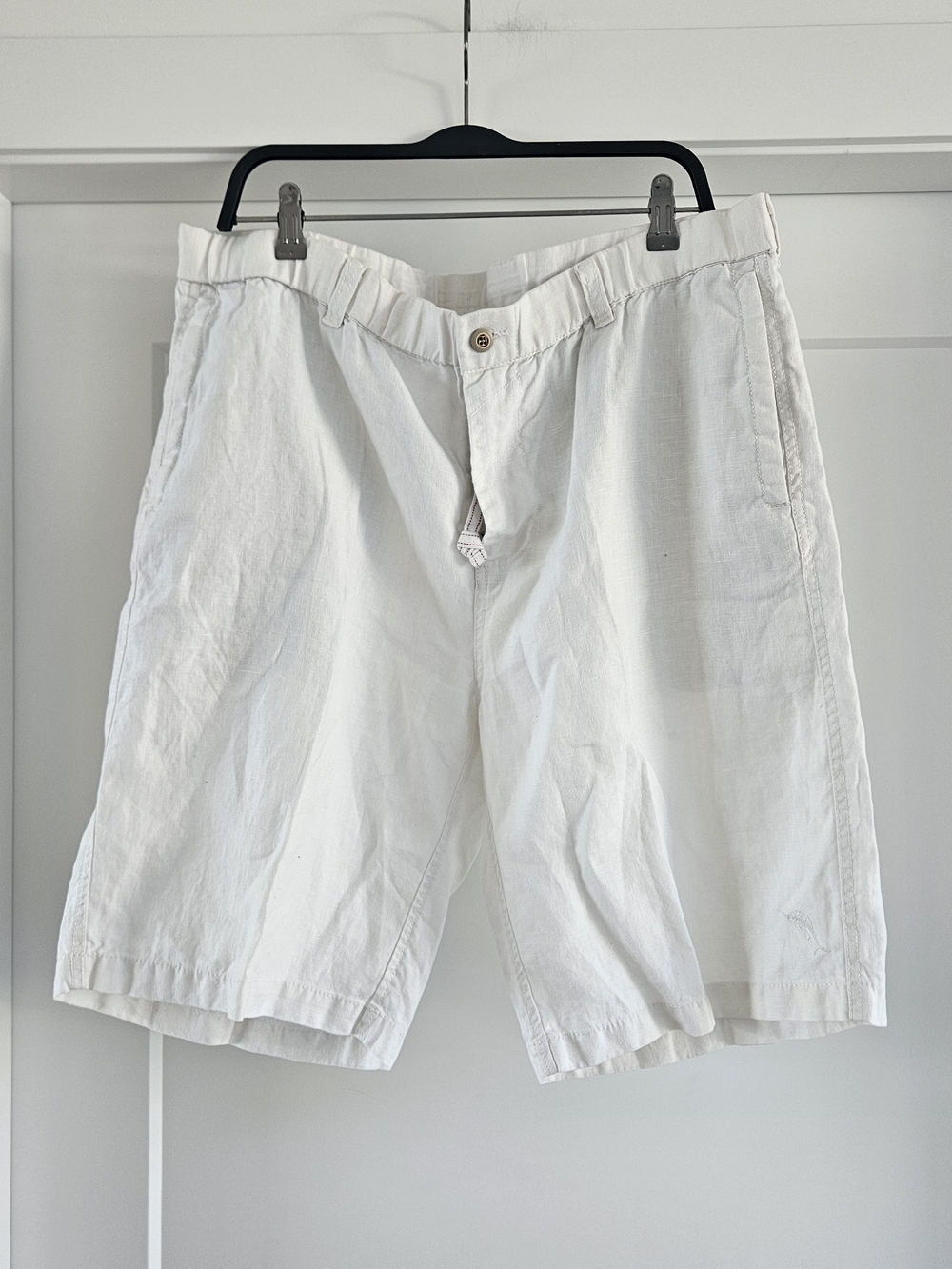 Tommy Bahama Relax 100% Linen Shorts White Men's Large Marlin Embroidered